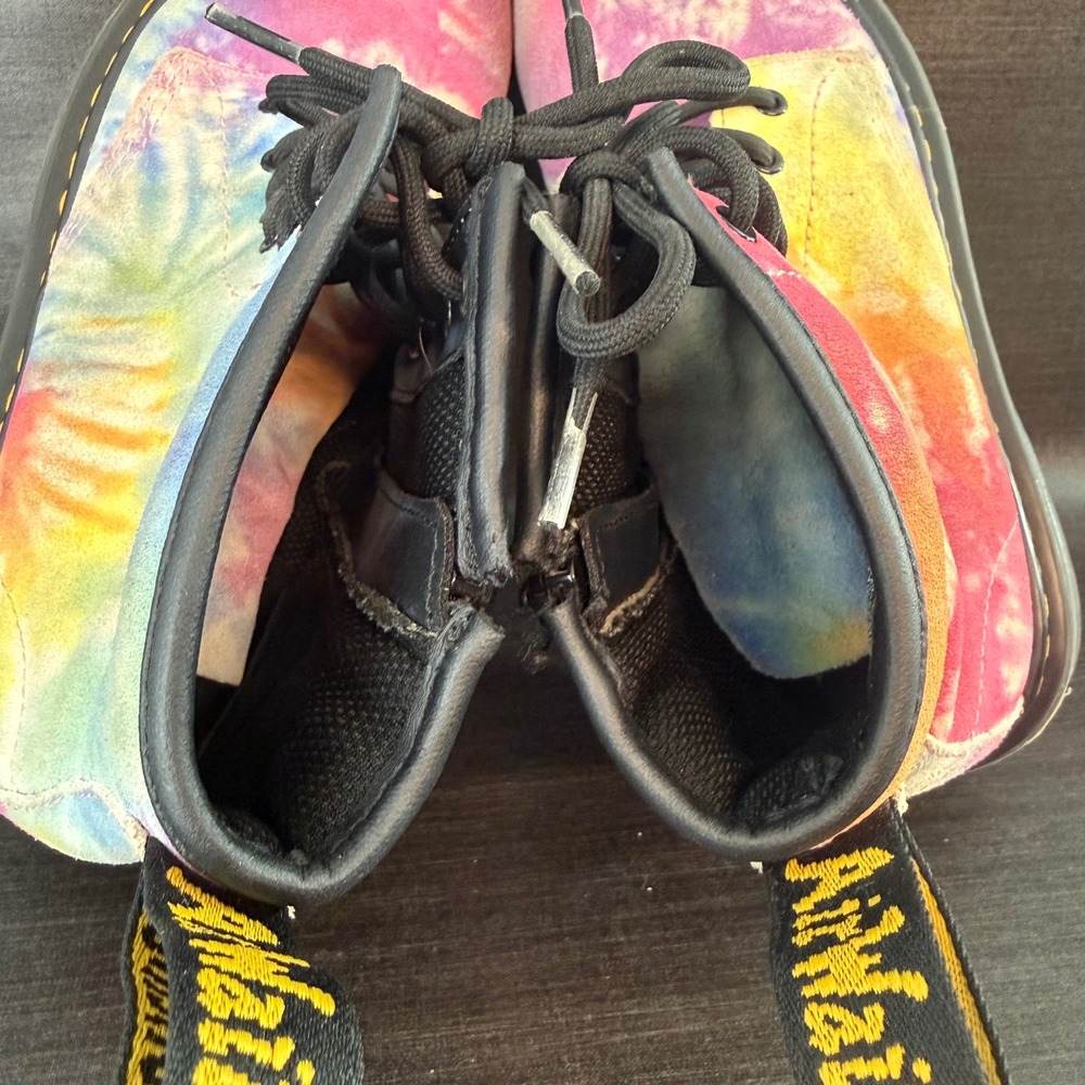 Dr. Martens 1460 Kids size 3 Tie Dye Suede Ankle Pink Yellow Blue Shoes Boots - Picture 10 of 10